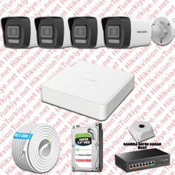 Hikvision İp 04 Kameralı Set 1080p Colorvu Mikrofonlu